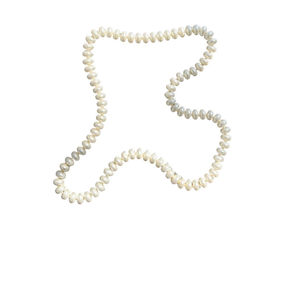 Beaded String Necklace Ivory No Closure.